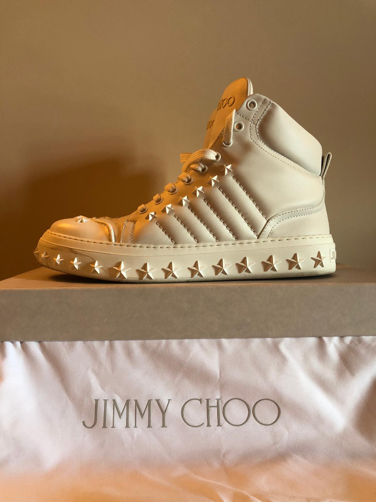 scarpa da ginnastica alte jimmy choo cassius bianco